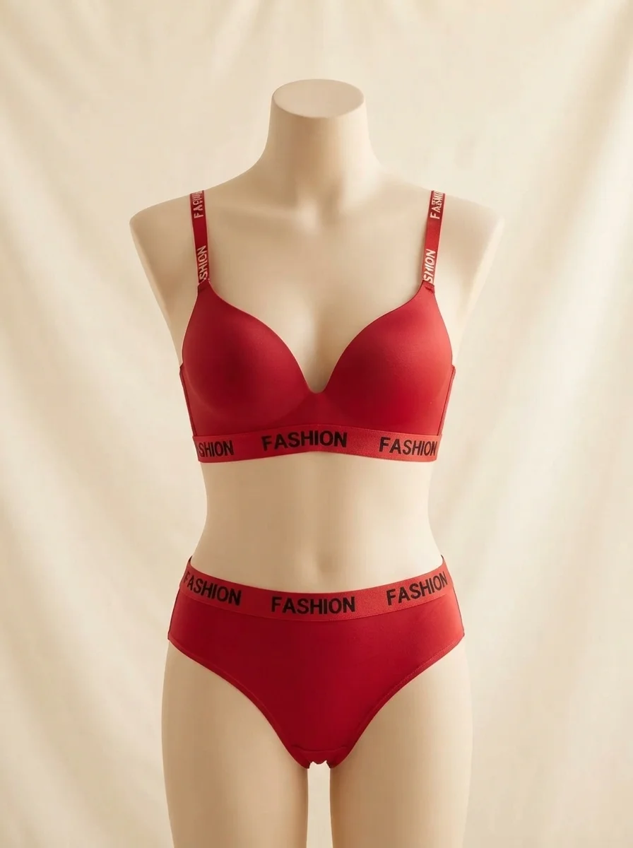 Printed Comfort Bra Set for Everyday in Red