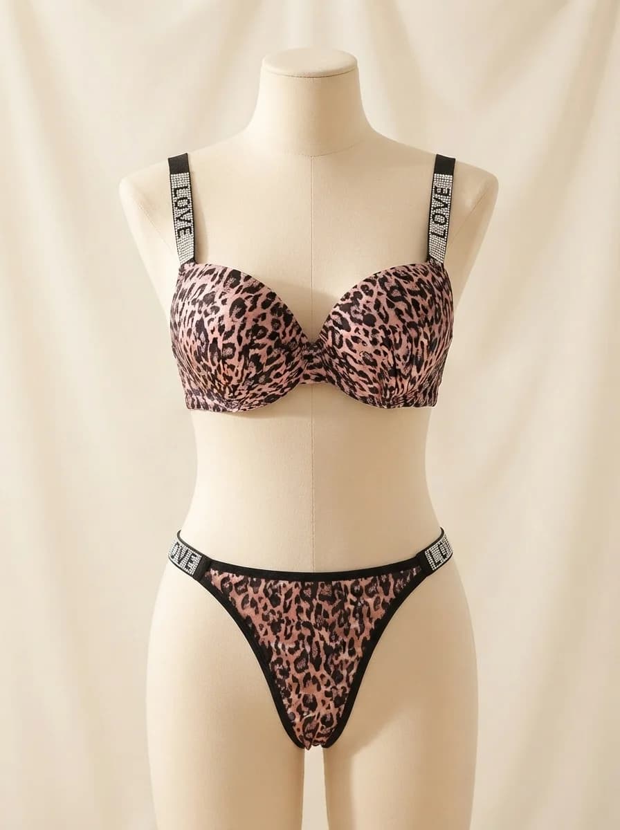 Soft Lace Confidence Bra Set in Leopard Print