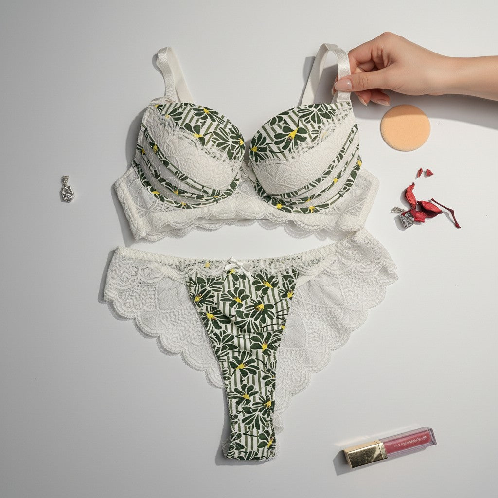 Radiant Lace-Overlay Push-Up & Panty Set