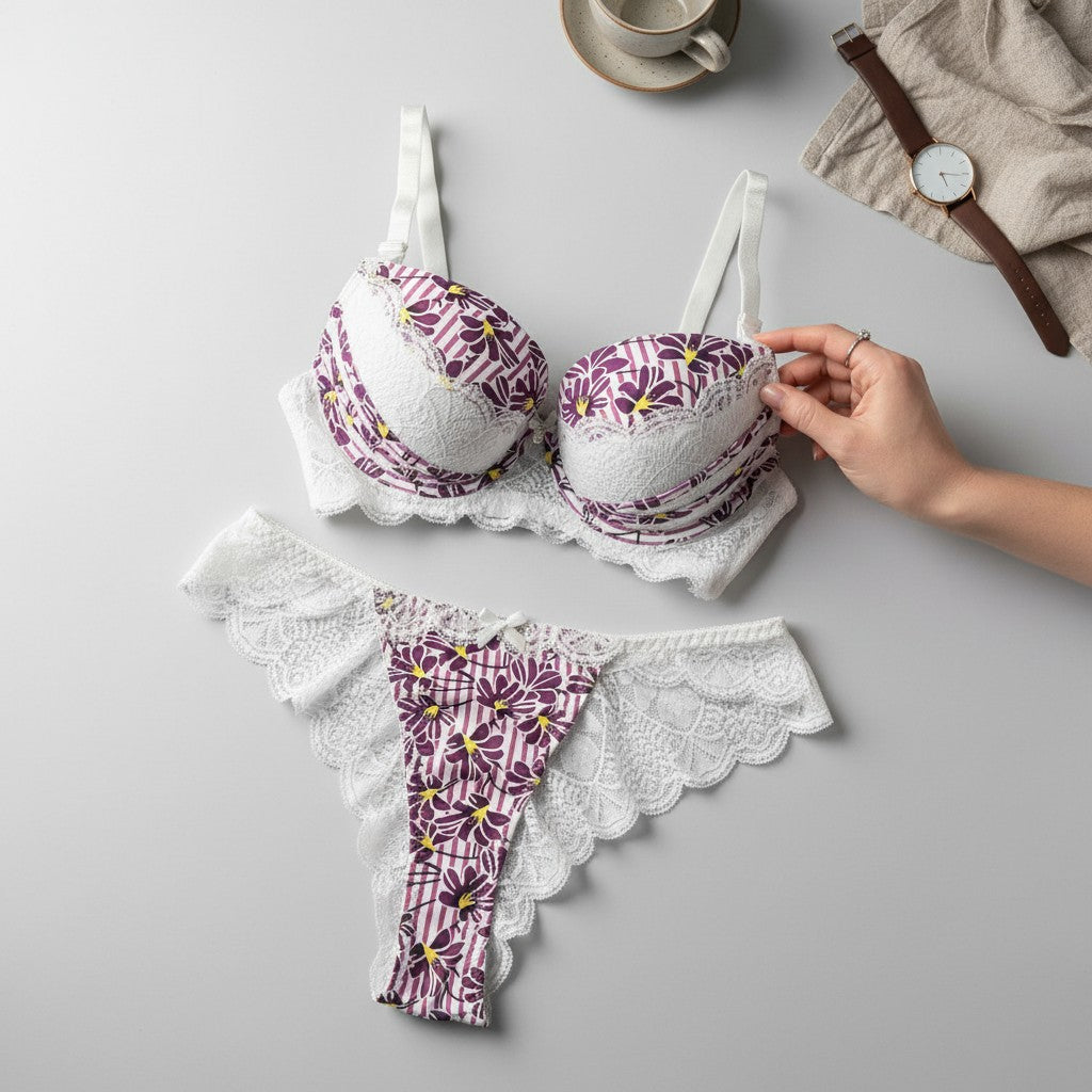 Radiant Lace-Overlay Push-Up & Panty Set