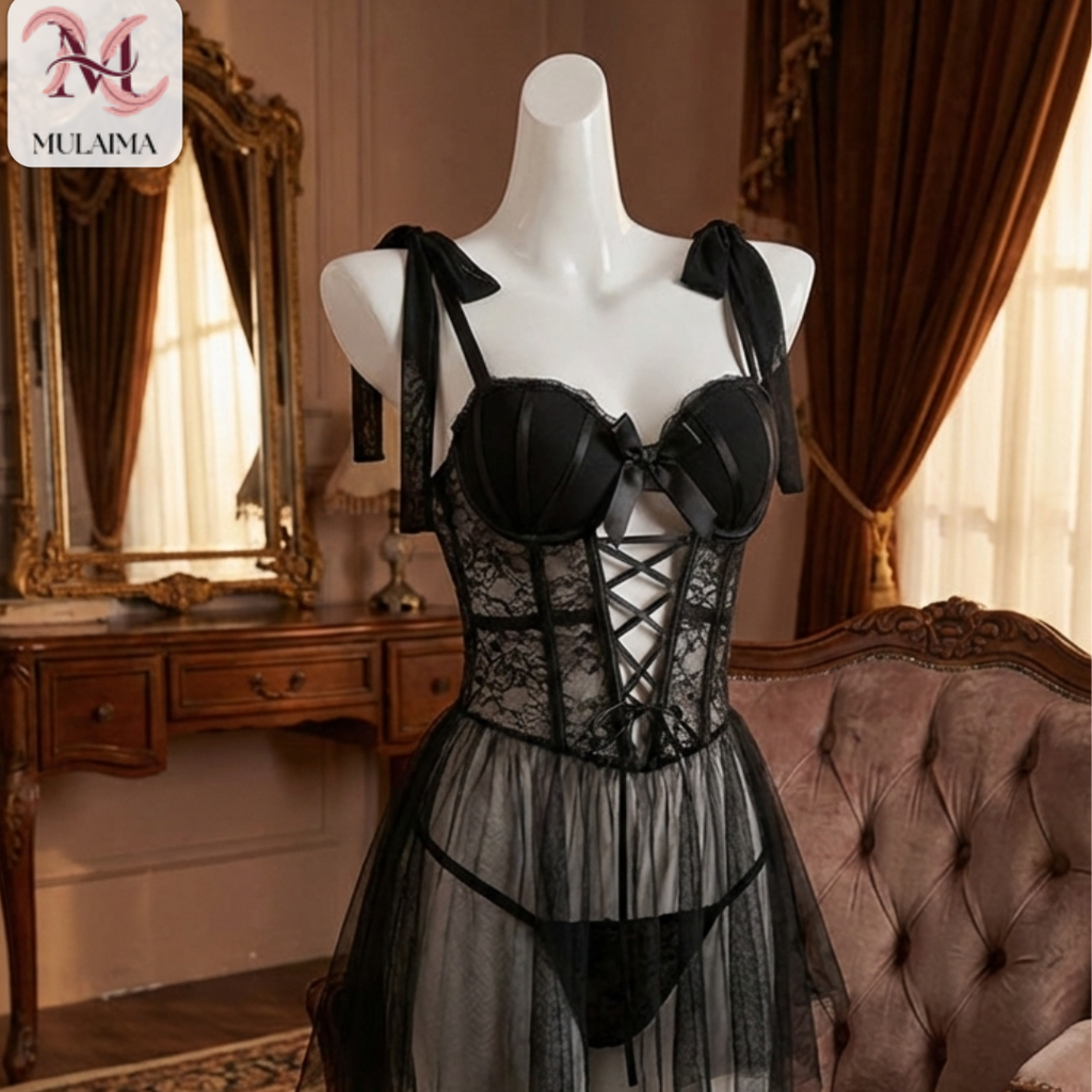 Veloura Scarlet Lace Nightdress