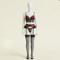 Crimson Noir Embroidered Corset Lingerie Set