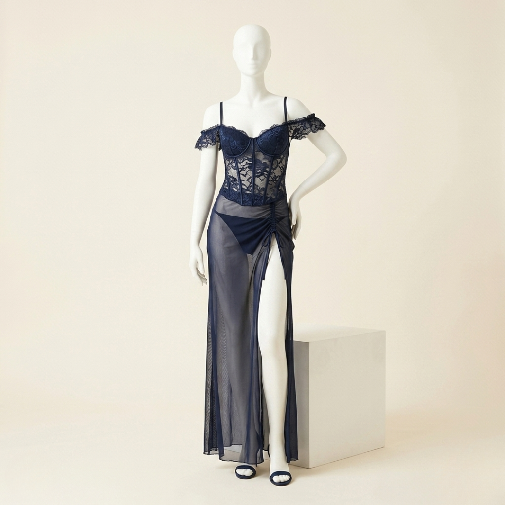 Product Title Purelle Comfort Lace Mesh Nightwear Gown