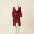 Crimson Whisper Three-Piece Nightwear Set