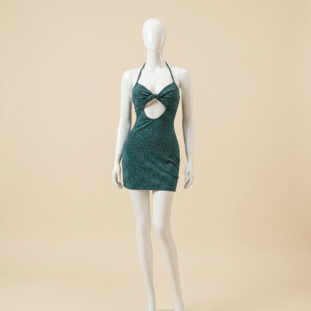 Emerald Muse Cutout Mini Nightdress Set