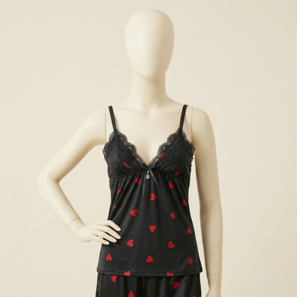 Midnight Hearts Lace Cami Nightwear Set