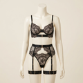 Midnight Allure Lace Garter Lingerie Set