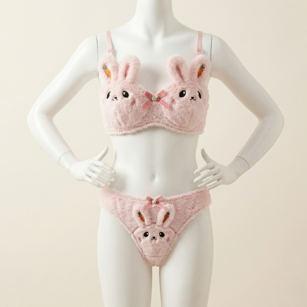 Fluffy Bunny Lingerie Sets For Women - Two Piece Lounge Set