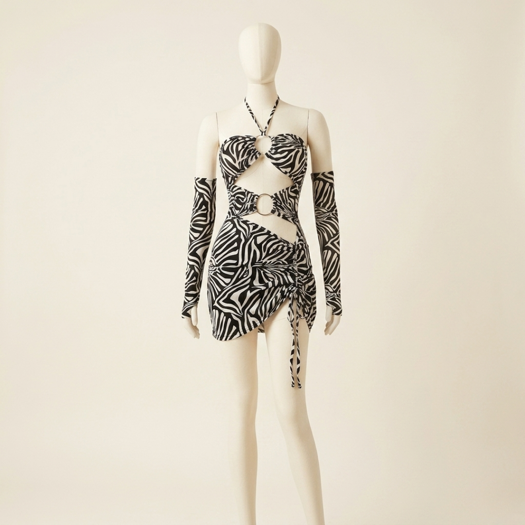 Midnight Safari Cutout Lingerie Dress Set