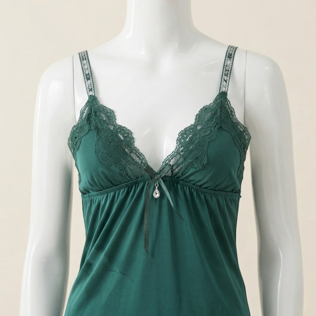 Emerald Whisper Lace Nightwear Set