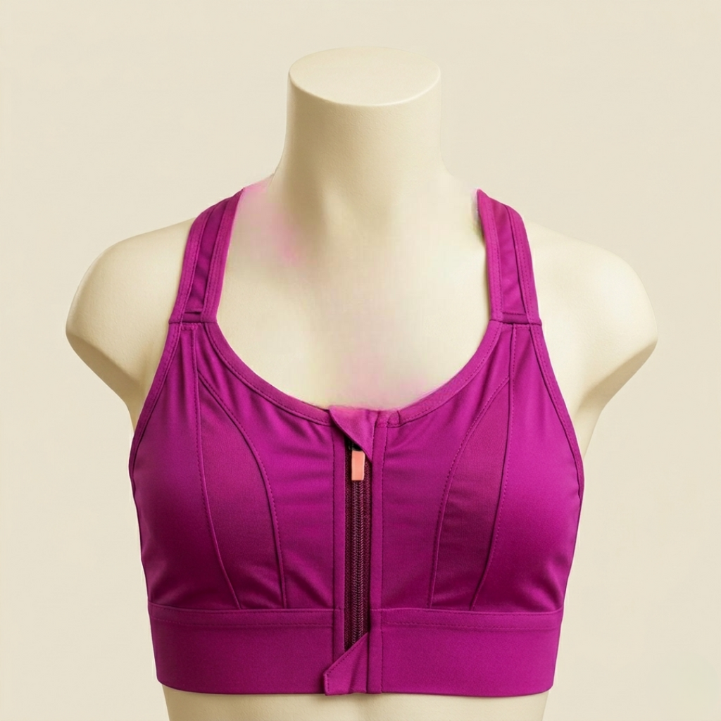 Berry Pink Front Zip Activewear Bra