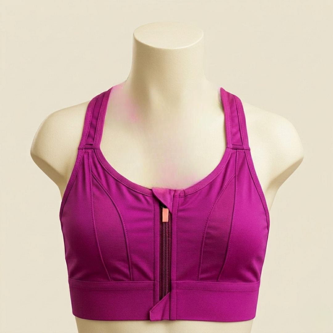 Berry Pink Front Zip Activewear Bra
