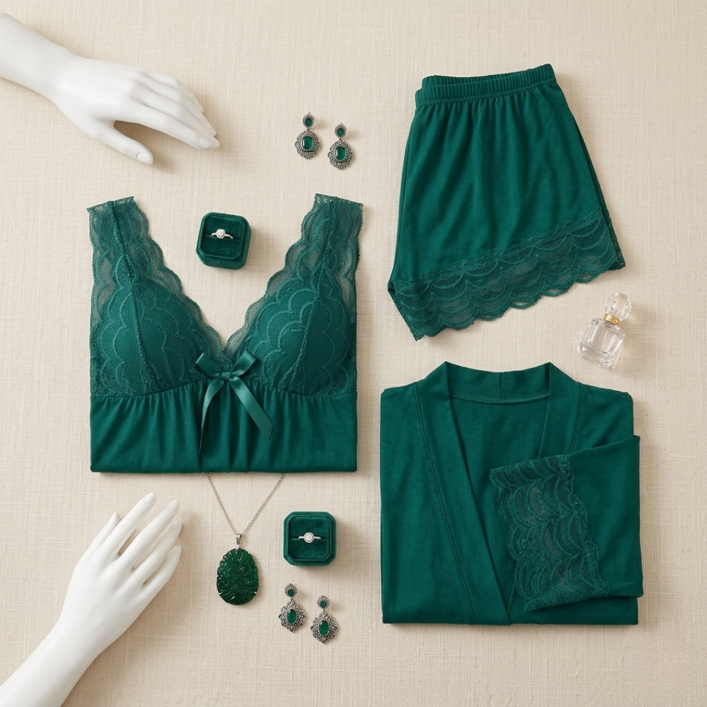 Emerald Lace Nightwear Set