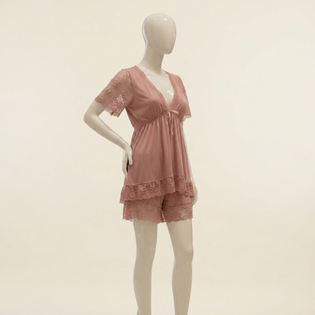 Blush Serenity Lace Nightwear Set