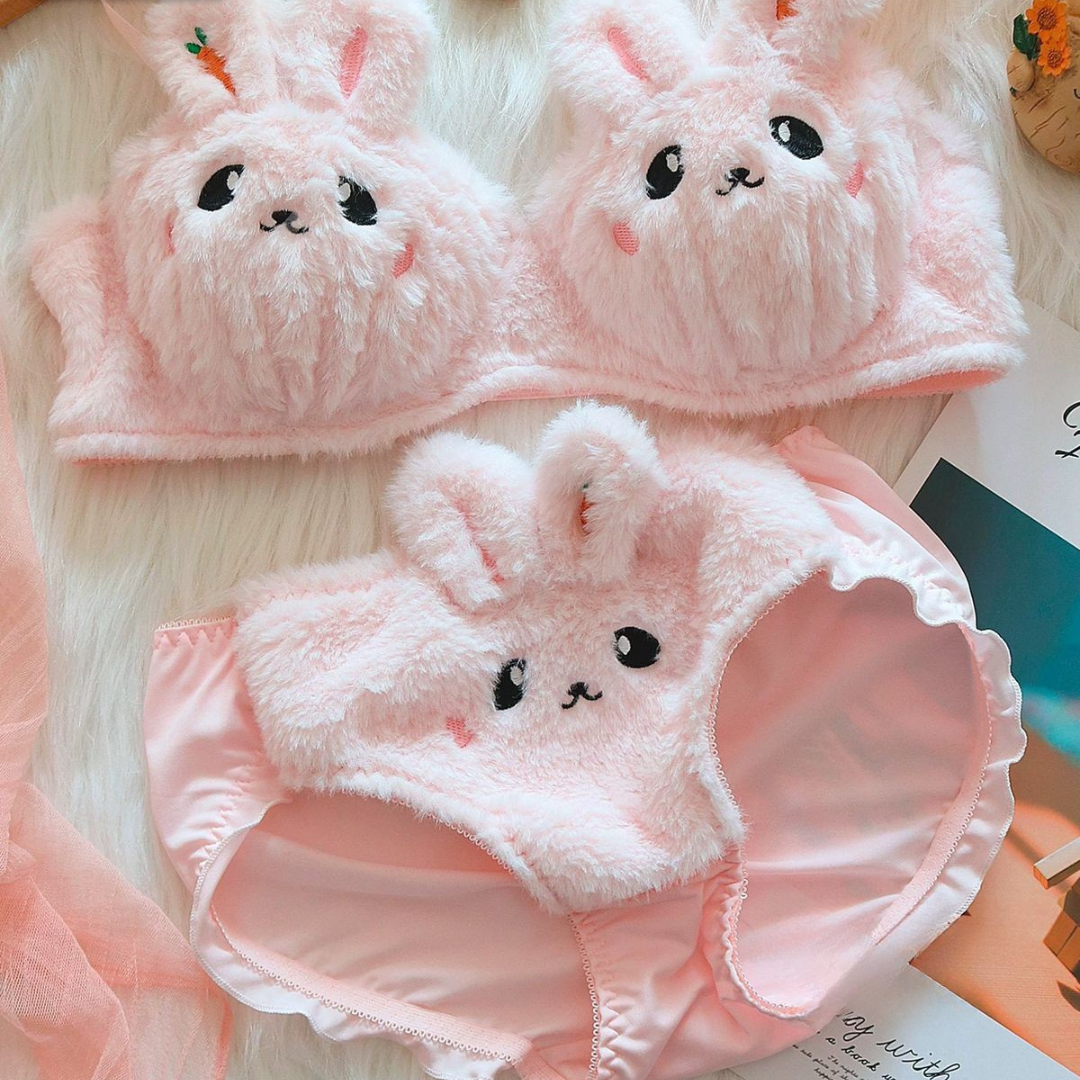 Fluffy Bunny Lingerie Sets For Women - Two Piece Lounge Set