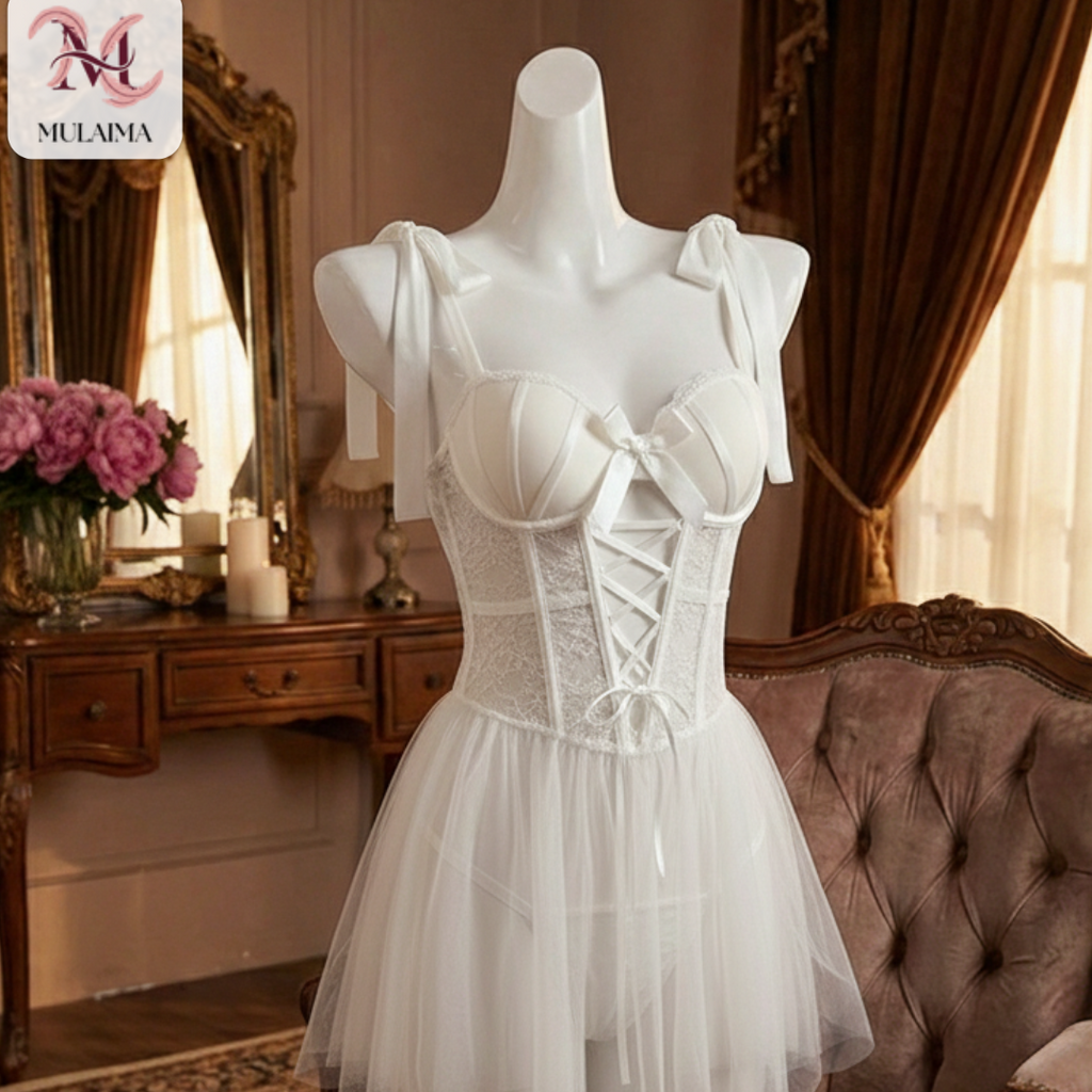 Veloura Scarlet Lace Nightdress