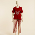Velin Red Graphic Cotton Nightwear Set