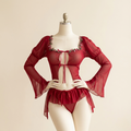 Veloura Bloom Mesh Lingerie Set – Wine Red