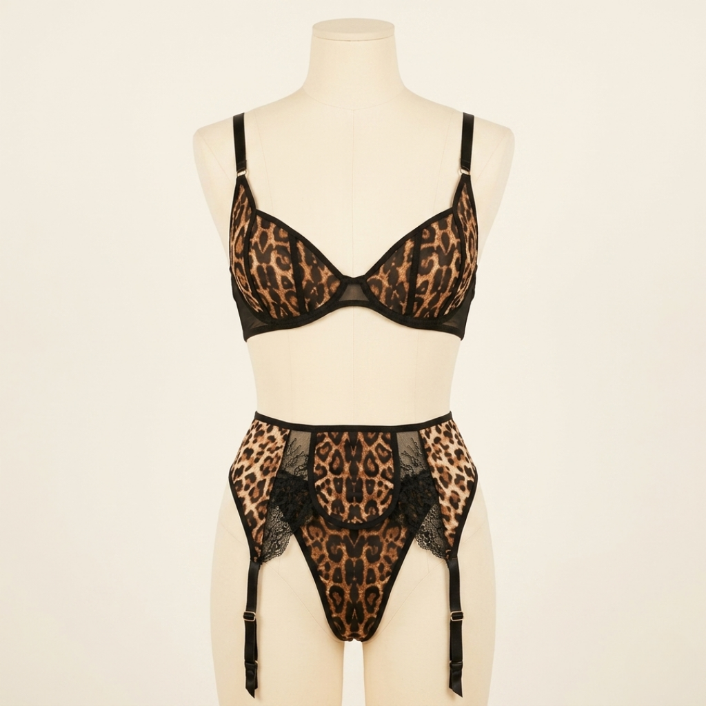 Wild Obsession Leopard Lace Lingerie Set