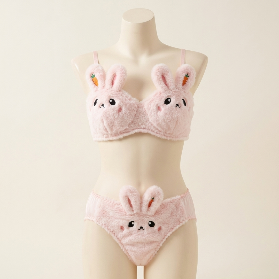 Fluffy Bunny Lingerie Sets For Women - Two Piece Lounge Set