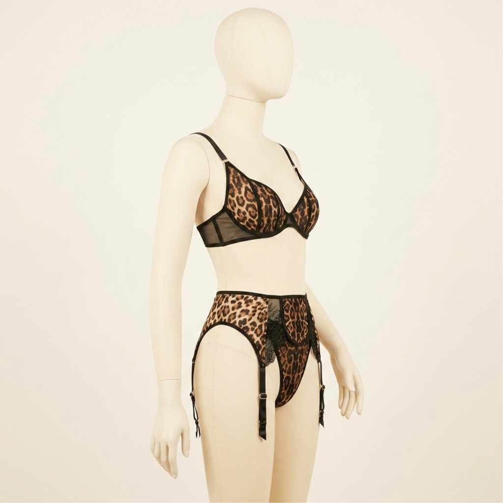 Wild Obsession Leopard Lace Lingerie Set
