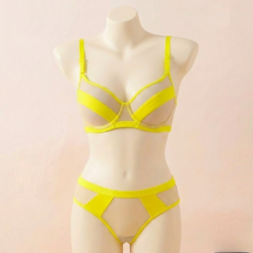 Modern Edge: Buckle-Detail Contrast Bra & Panty Set