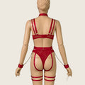 Red Chain Strap Garter Lingerie Set