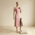 Heart Print Lace Slit Sleepwear Gown