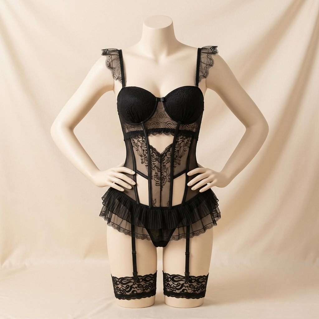 Desire Lace Corset Set With Garter
