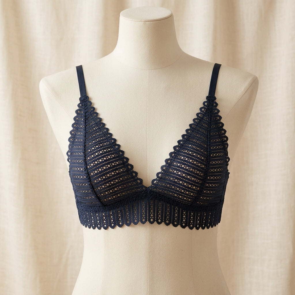 Elegant Front-Closure French Lace Triangle Bra Set
