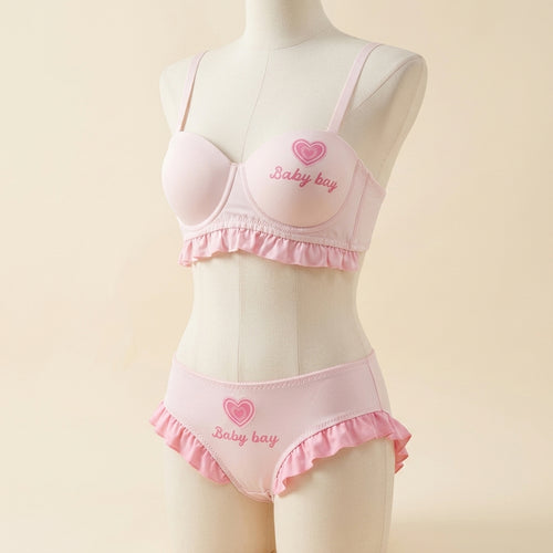 "Baby Bay" Embroidered Ruffle Push-Up Bra Set