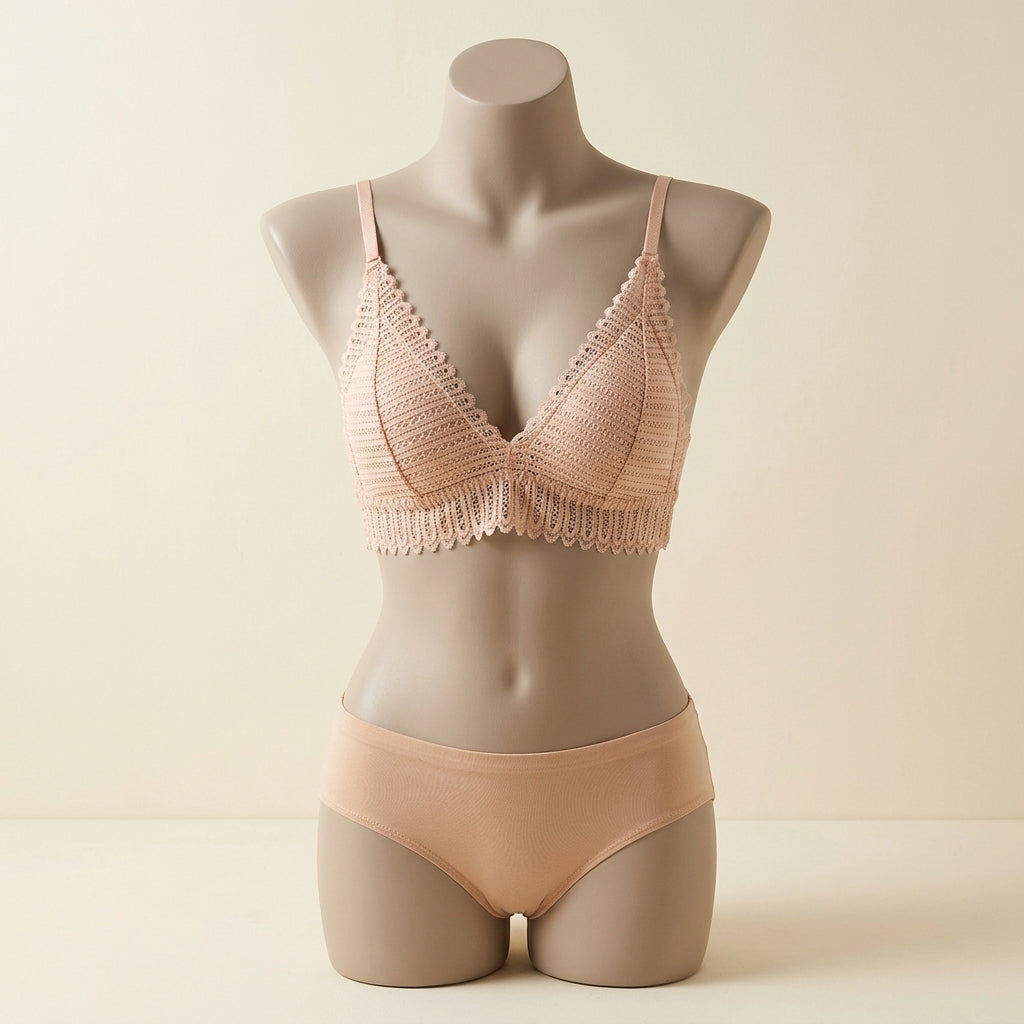 Elegant Front-Closure French Lace Triangle Bra Set