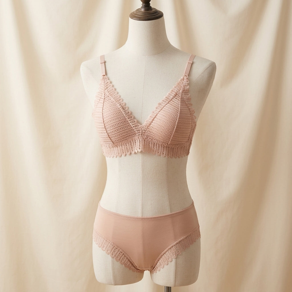 Elegant Front-Closure French Lace Triangle Bra Set