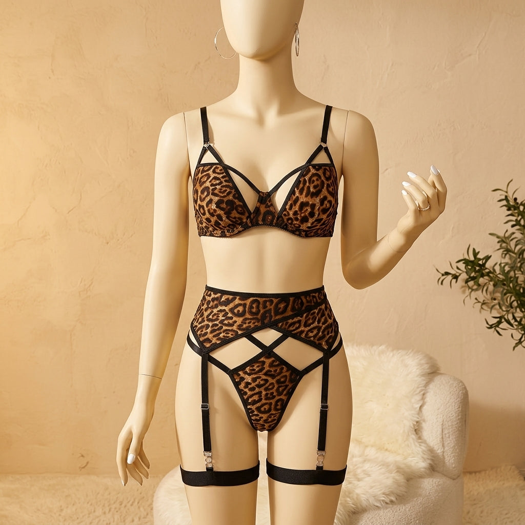 Leopard Print Garter Lingerie Cosplay Set