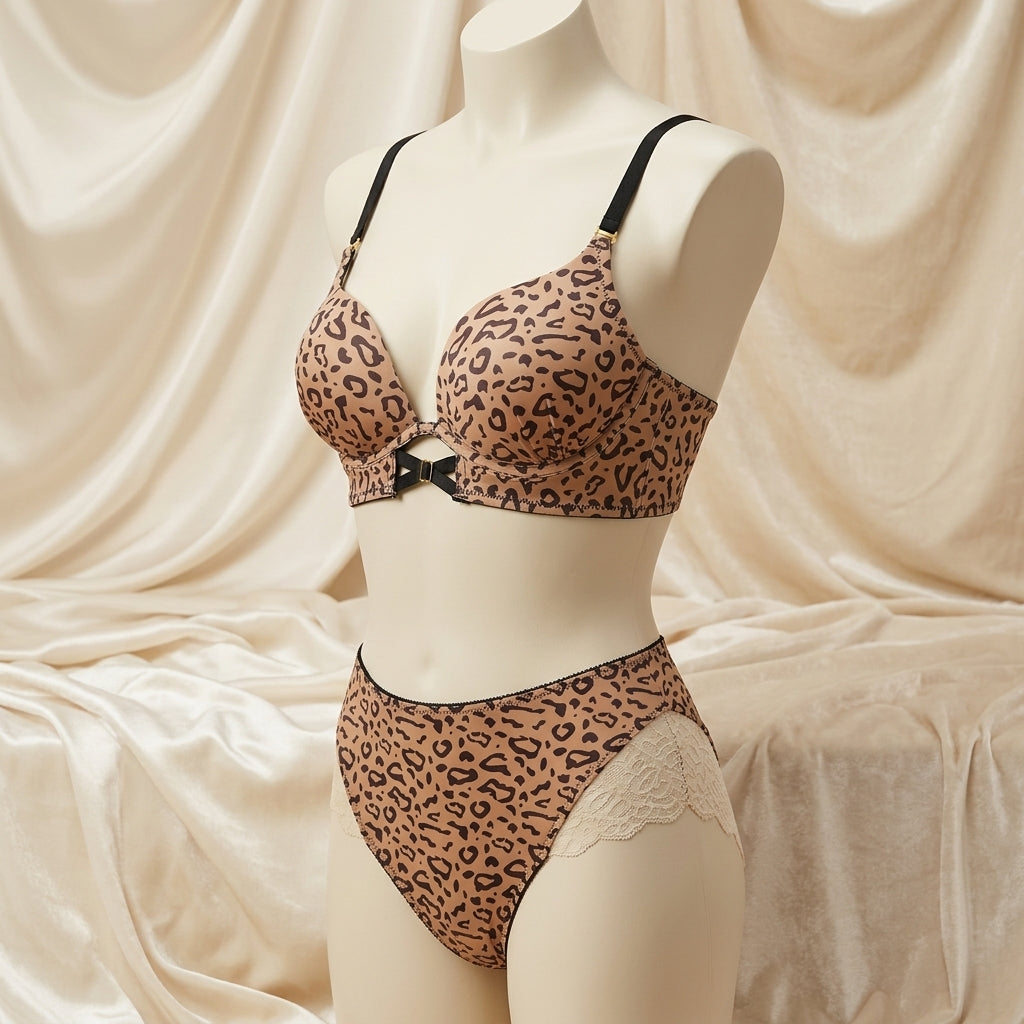 Wild Allure: Padded Push-Up Wired Bra & Panty Set