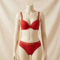 Sporty Logo-Band Ribbed Push-Up Bra Set