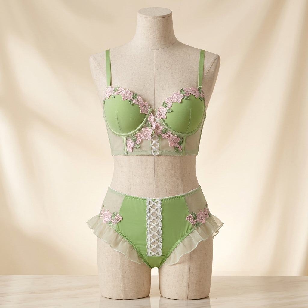 Elegant Floral Lace Push-Up Bra Set