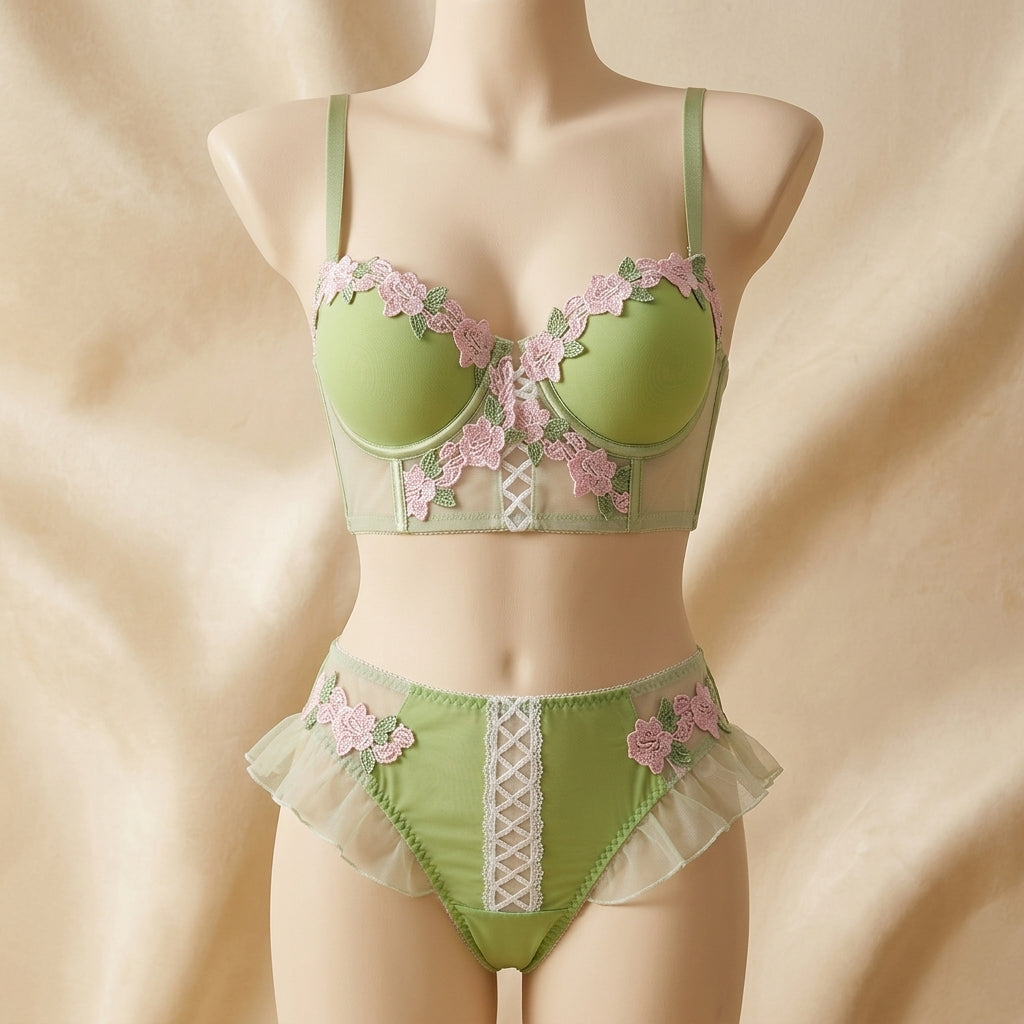 Elegant Floral Lace Push-Up Bra Set