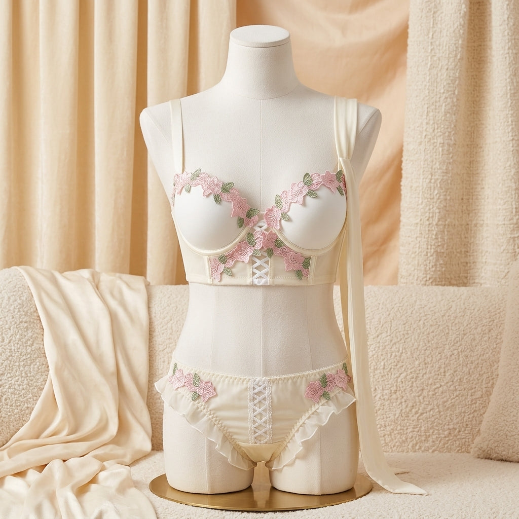Elegant Floral Lace Push-Up Bra Set