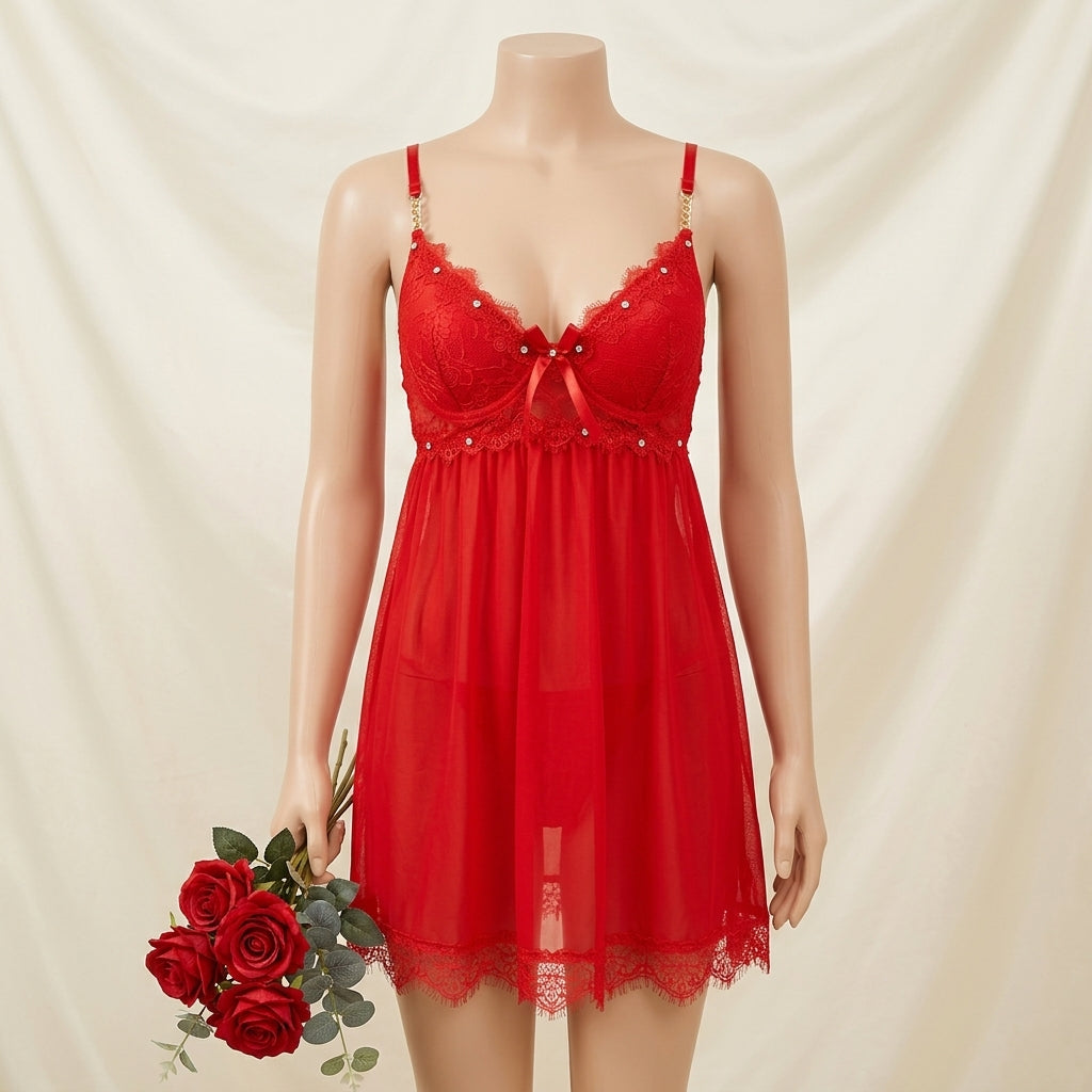 Two Piece Glow Mesh Nightwear Suit