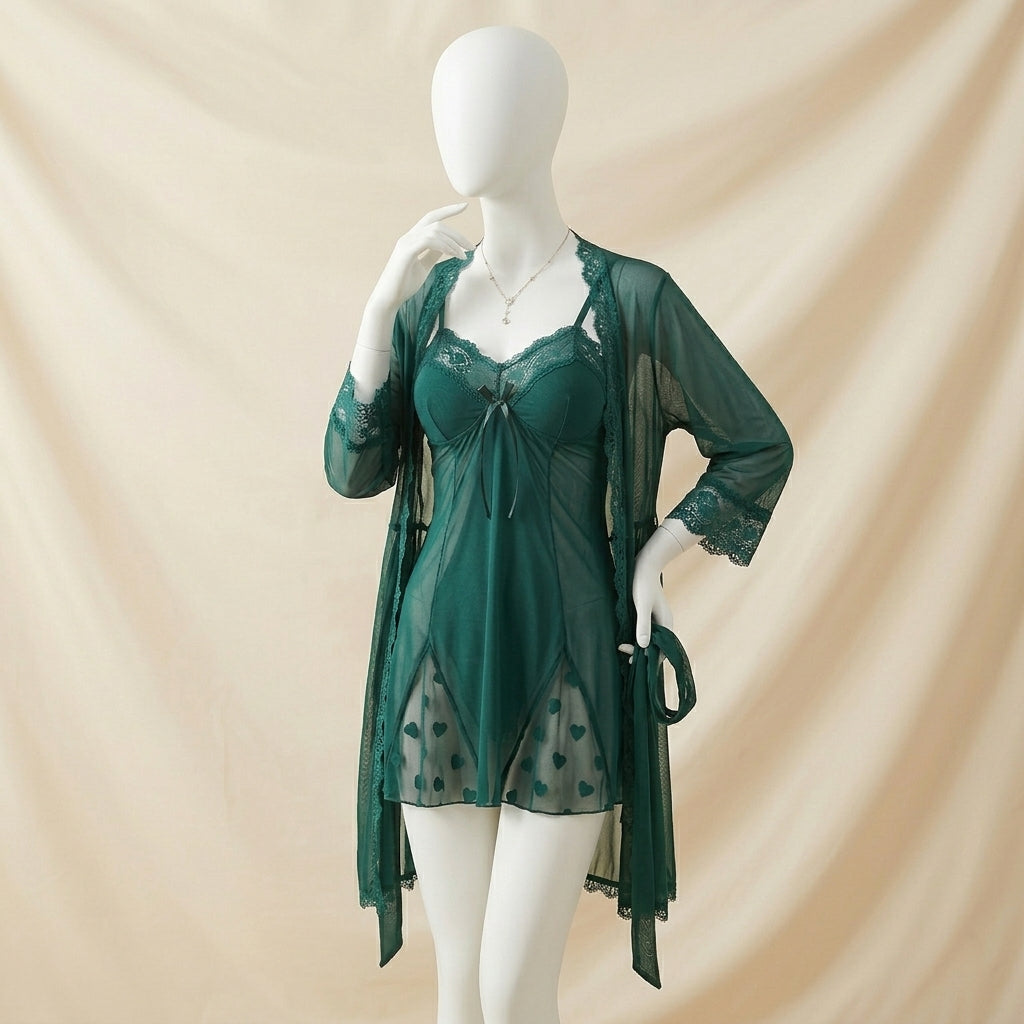 Smooth Satin Sleep Dress Robe Set