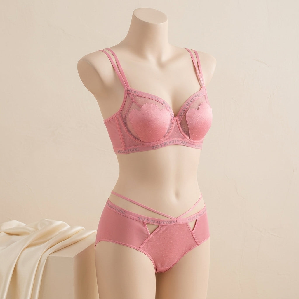 Shell-Detail Mesh Push-Up Bra and Panty Set