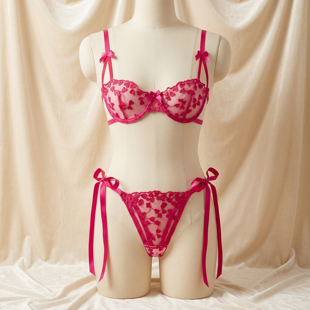 Enchanted Floral Embroidered Lingerie Set