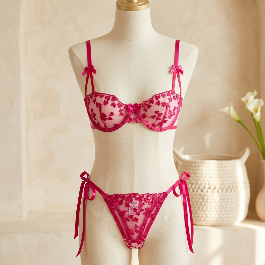 Enchanted Floral Embroidered Lingerie Set