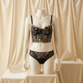 Premium French Floral Embroidered Bustier & Panty Set