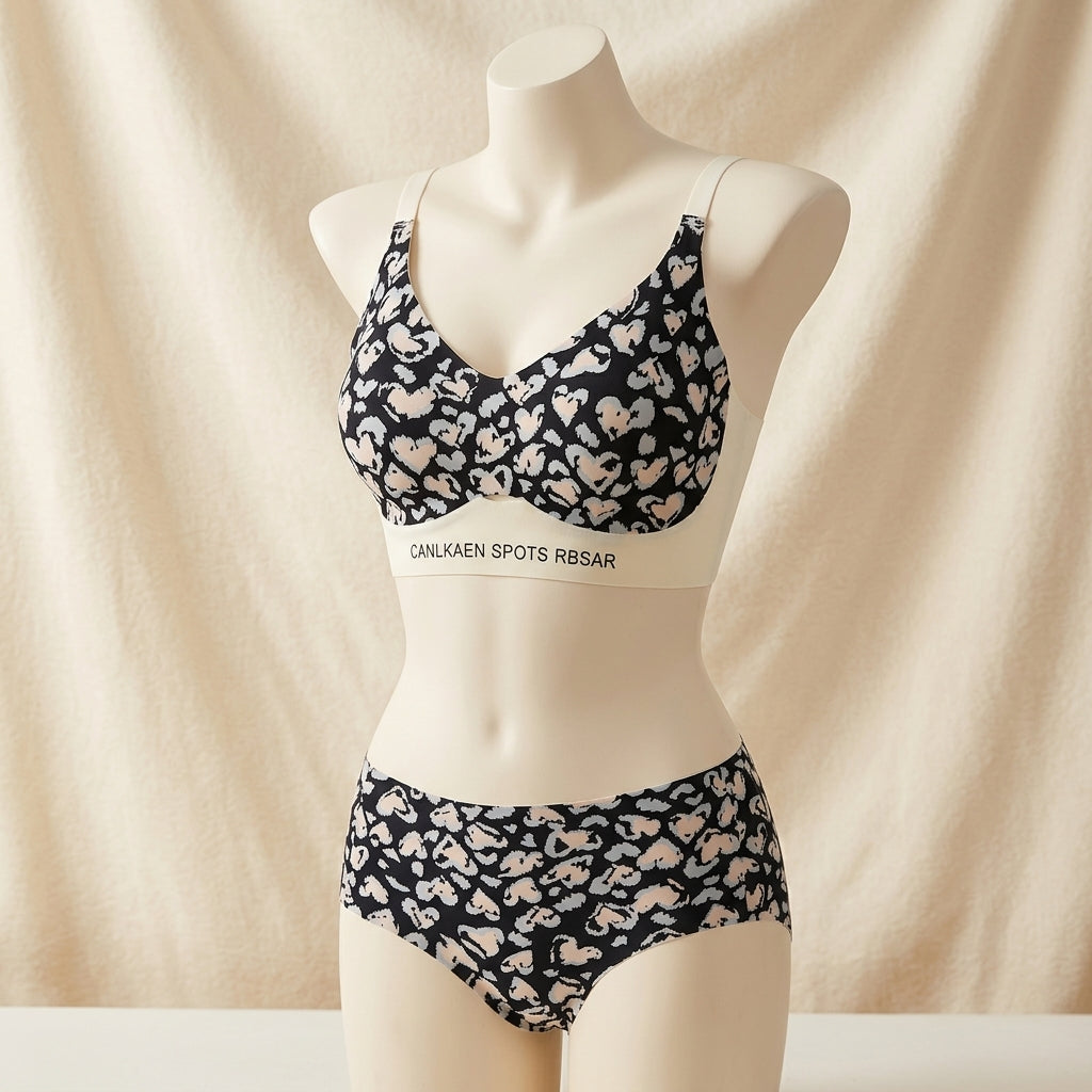 Ultra-Soft Animal Print Logo-Band Bralette Set