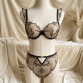 Black Floral Mesh Embroidered Lingerie Set