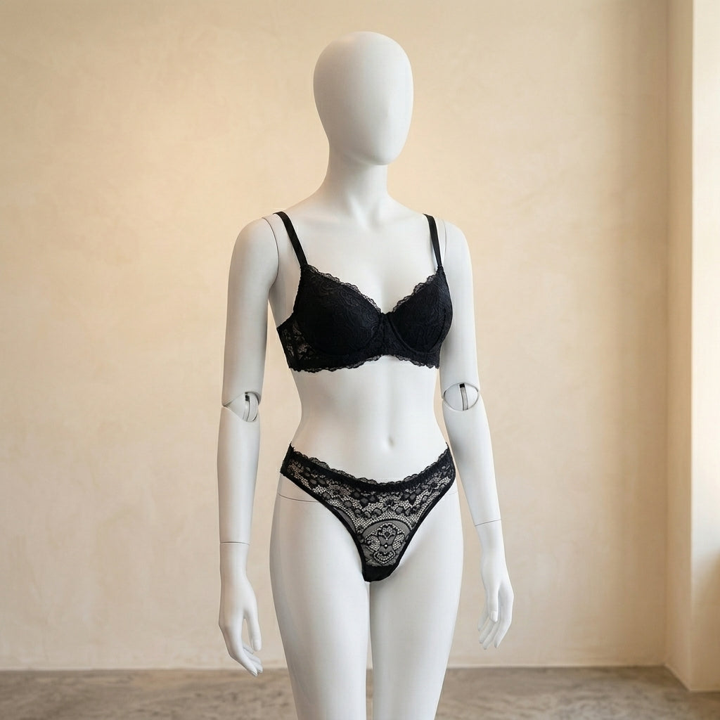 Midnight Lace Deep-V Silhouette Set