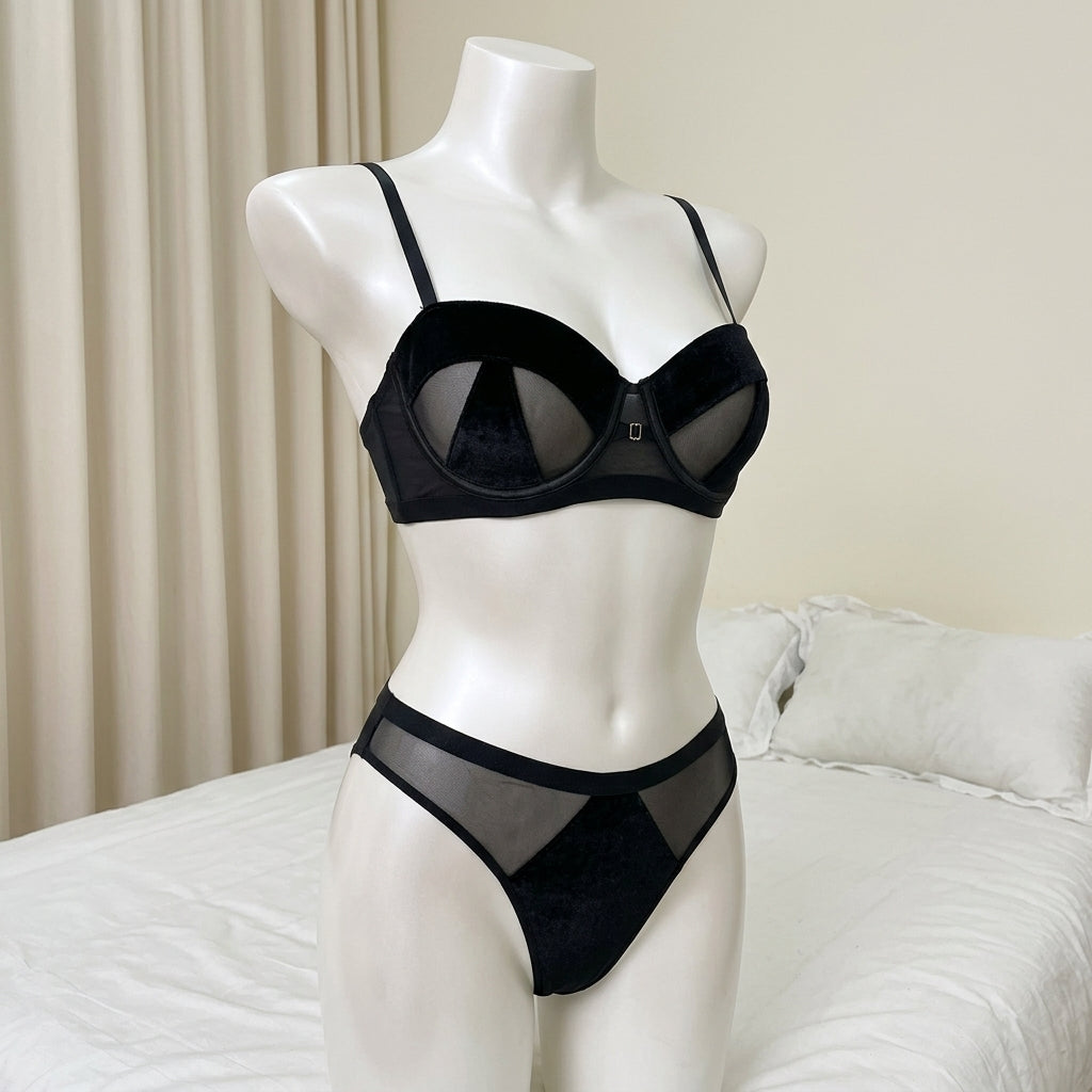 Midnight Velvet & Mesh Temptation Set