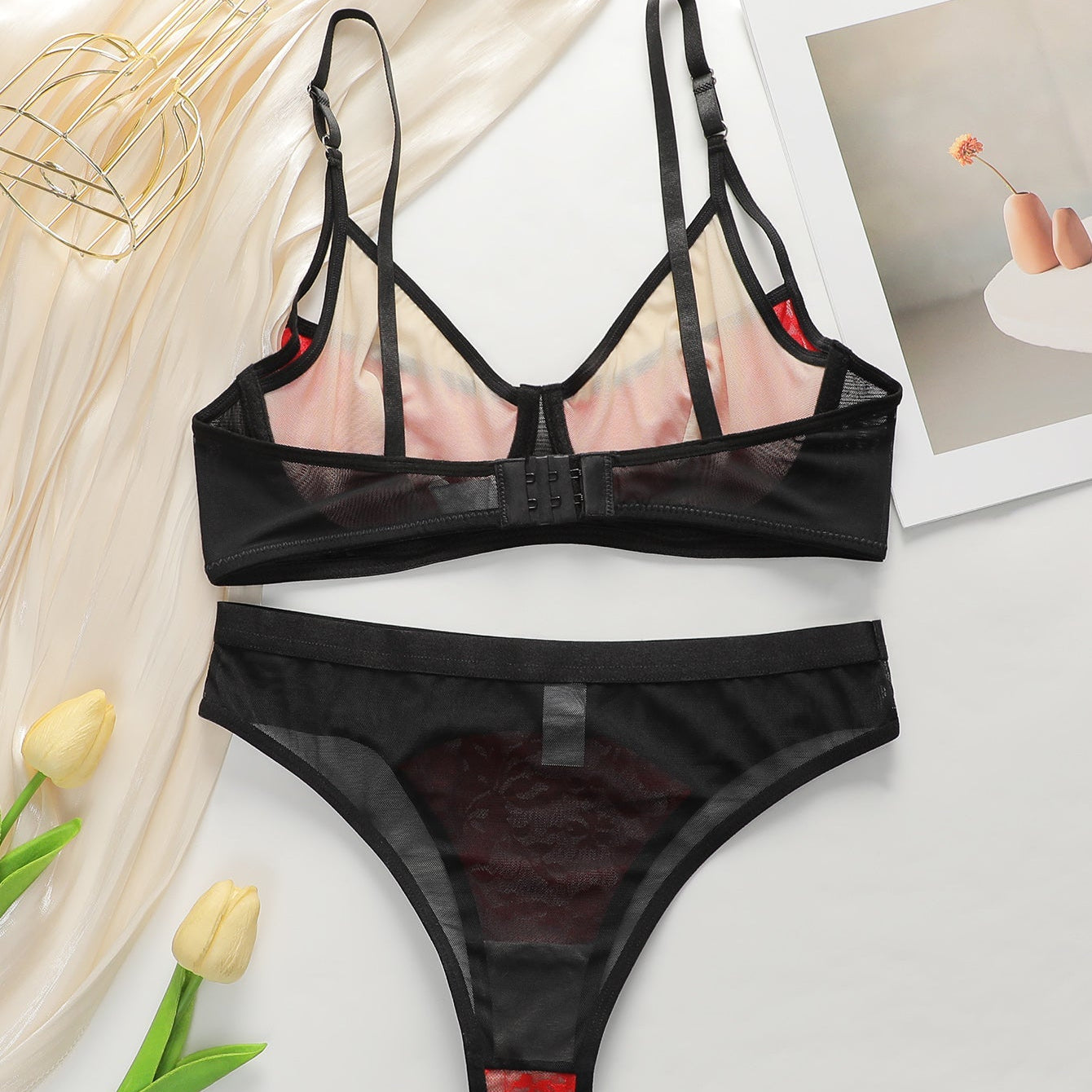 Ethereal Nude Lace Balconette & High-Cut Set